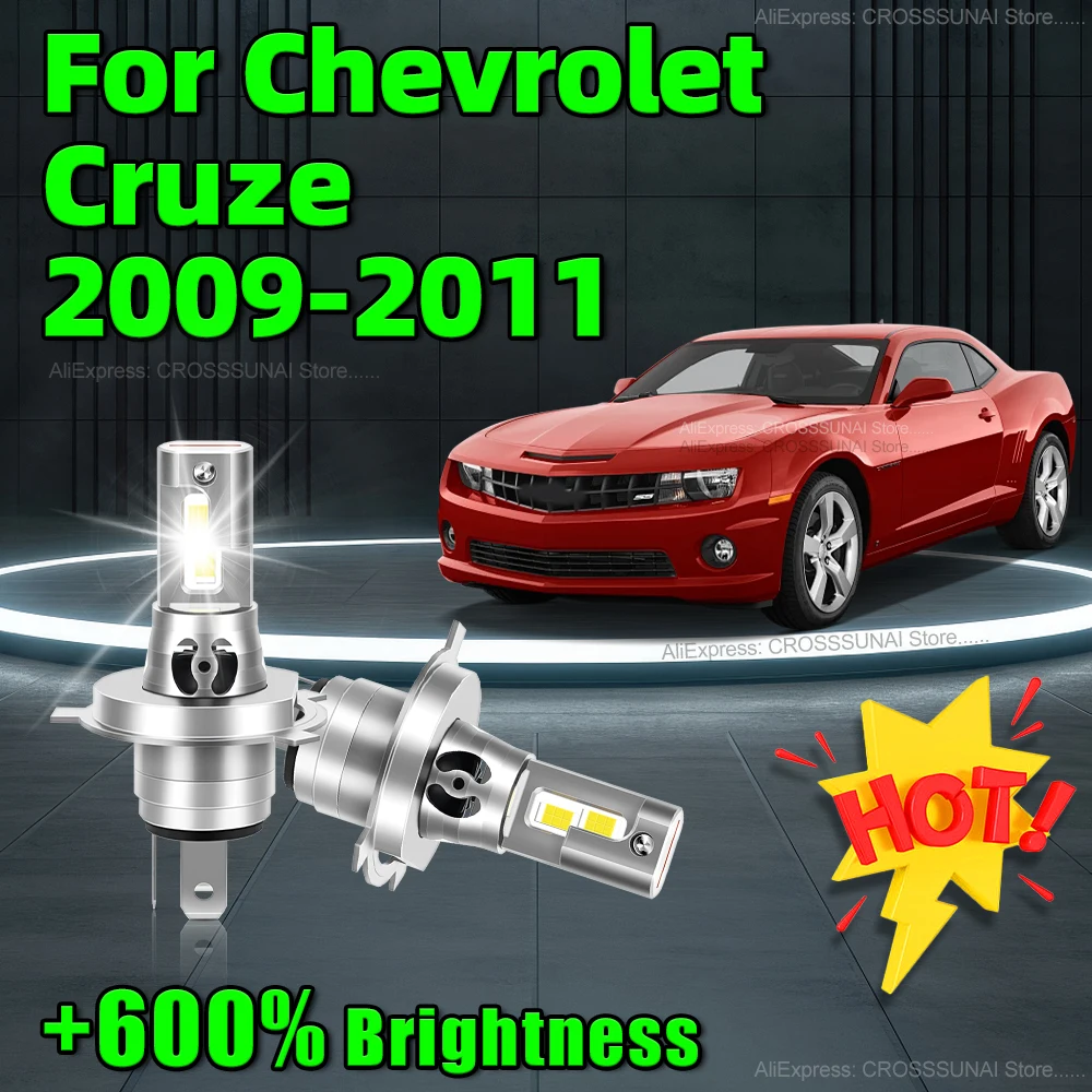 LED Lights 1:1 Mini Size Head Lamp Wireless 30000LM CSP Chips Car Headlight with Fan For Chevrolet Cruze 2009 2010 2011