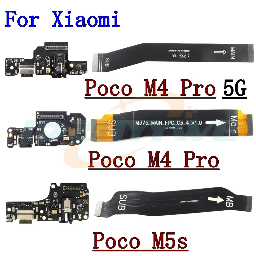 SIM Card Reader Board USB Charging Port Board For Xiaomi Poco M4 Pro 5G M5s M4Pro 4G Main Motherboard Flex Cable Repair Parts