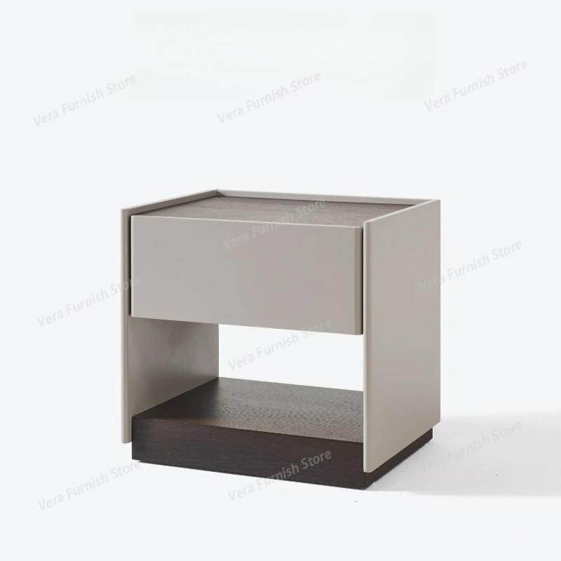 

Nordic Storage Console Tables Smoked Color Lacquer Designer Bedroom Nightstands Italian Solid Wood Furniture Armoire JT40C