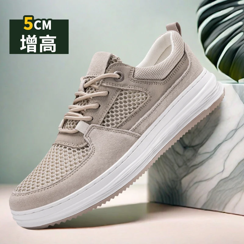 

2025 Men's New Autumn Leather Panel Sneakers - Breathable White Shoes for Casual & Sporty Wear