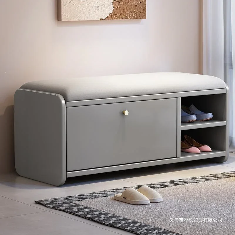 Nordic Solid Wood Tipping Bucket Shoe Changing Stool Shoe Cabinet Enters The Door Household Seat Integrated Bench Modern