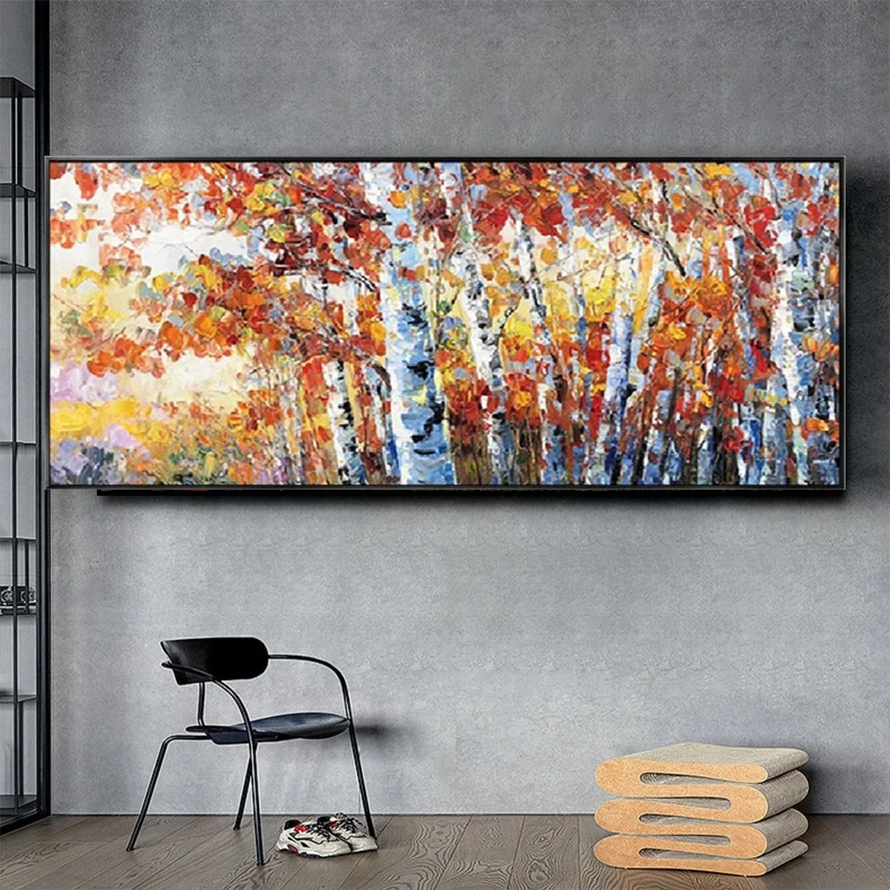 

Thick Knife Coloring Forest Landscape Poster Handmade Oil Painting Decor Living Room Wall Art Home Decoration Abstract Mural