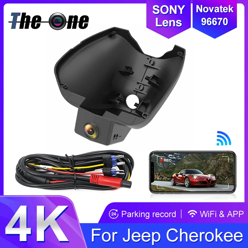 

Dash Cam for Jeep Cherokee 2014-2022, 4K OEM Integrated Style Car Camera WIFI Connection APP Control, 24h parking monitoring