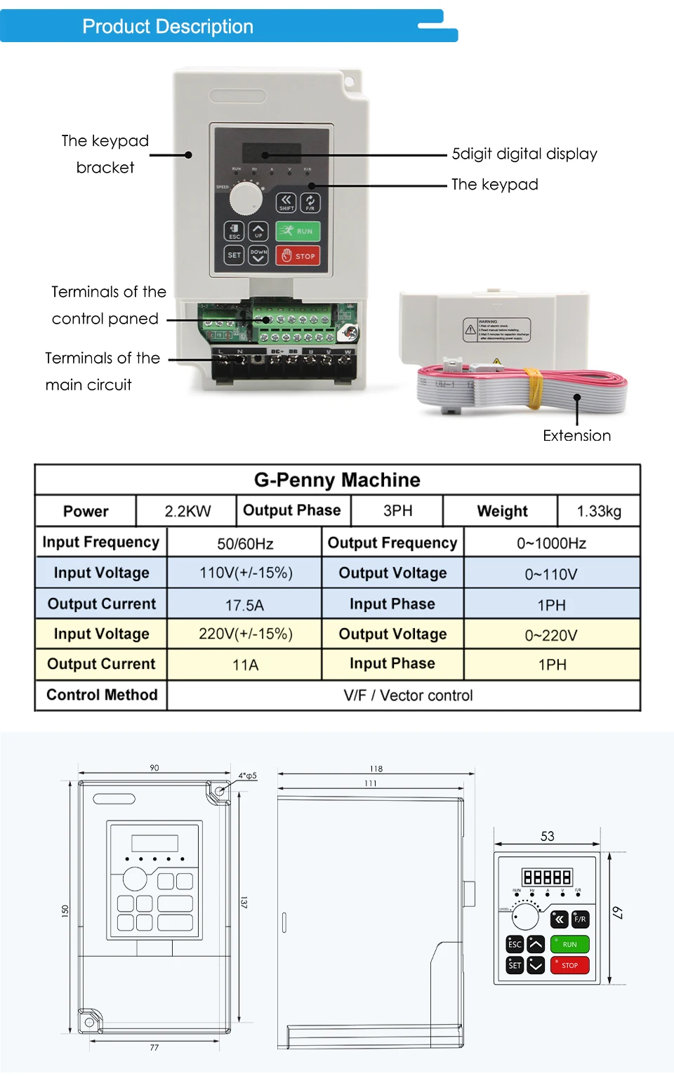 G-Penny CNC-Set 2,2kW Wassergekühlter Spindelmotor 110V/220V 80mm 4 Stück Lager & 2,2kW VFD & 80mm Halterung & 75W Pumpe für Fräsmaschine – Detail 8