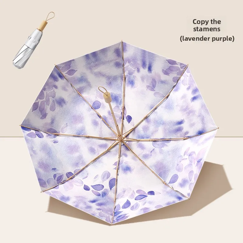 Picture 7: Fresh and elegant three-fold titanium silver glue sun umbrella for girls, UV protection