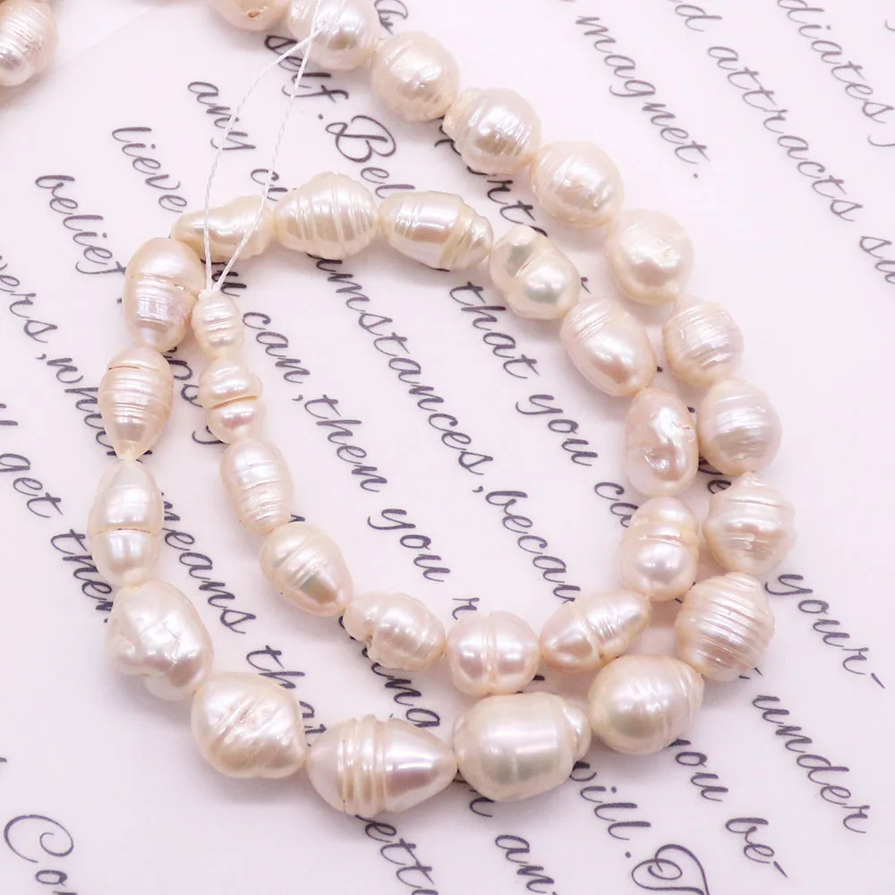 Elegant and Gorgeous Natural Freshwater Baroque Threaded Teardrop-shaped Straight-hole Loose Pearl Beads DIY Necklaces Jewelry