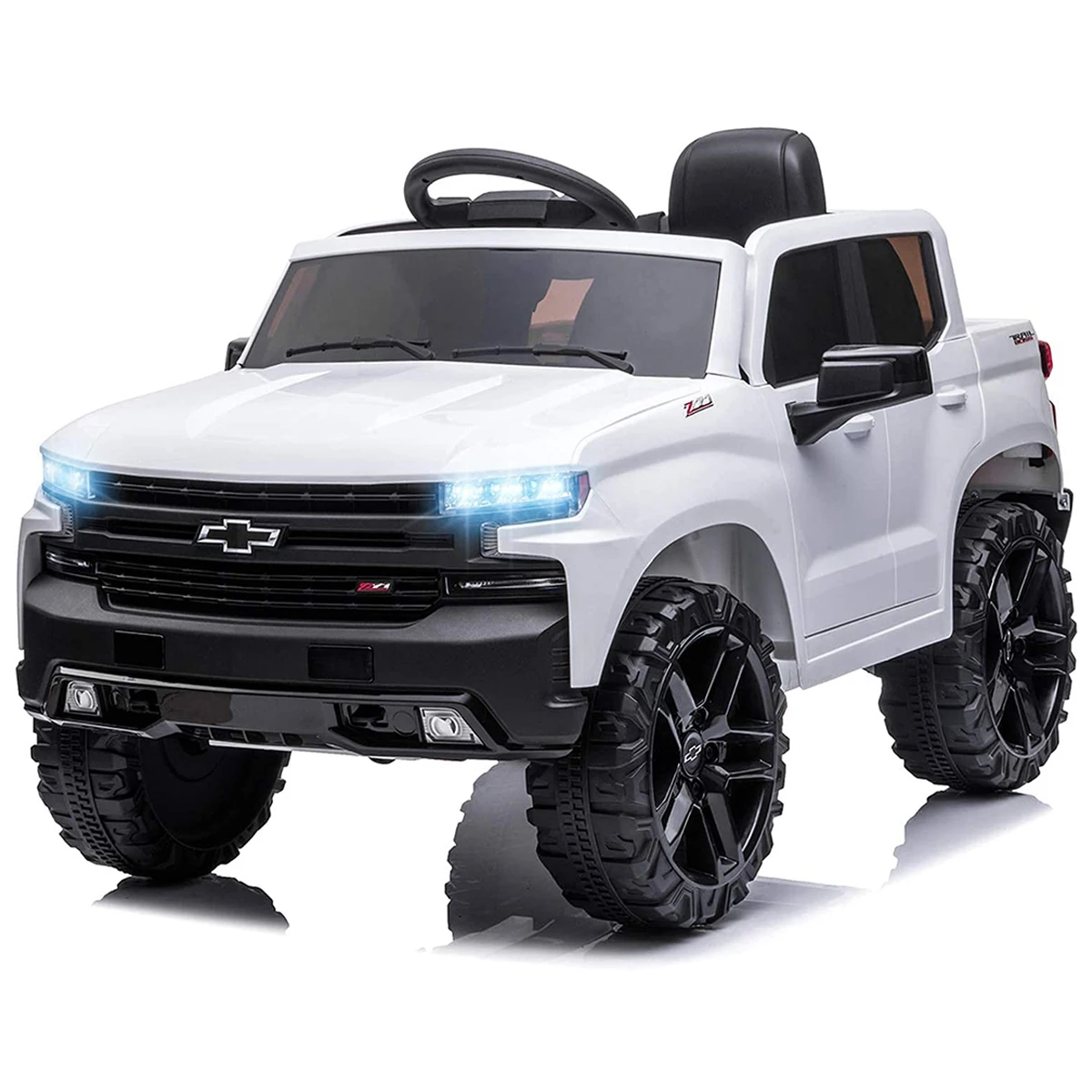 12V Electric Ride On Car 4 Wheeler Truck Safety Toy with Music Radio LED Lights Truck Car Remote Control Kids' Ride on Vehicles