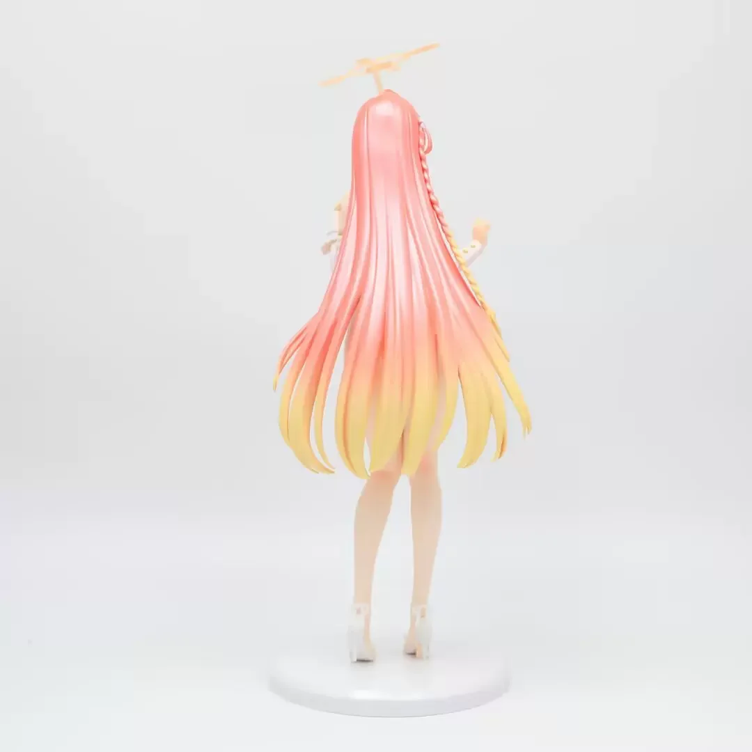 28CM Pink Hair Girl Standing Figure PVC White Outfit Model with Halo Decor Collectible - view 3