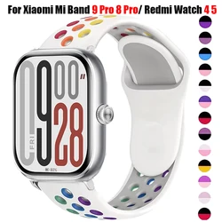 Siliconen Band Voor Xiaomi Mi Band 9 Pro 8 Pro Band Sport Armband Polsband Correa Voor Redmi Horloge 5 4 ademende Horlogeband