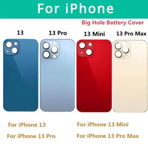 Cubierta de batería trasera de vidrio con agujero grande para iPhone, carcasa de alta calidad para iphone 13 Pro Max, 13mini
