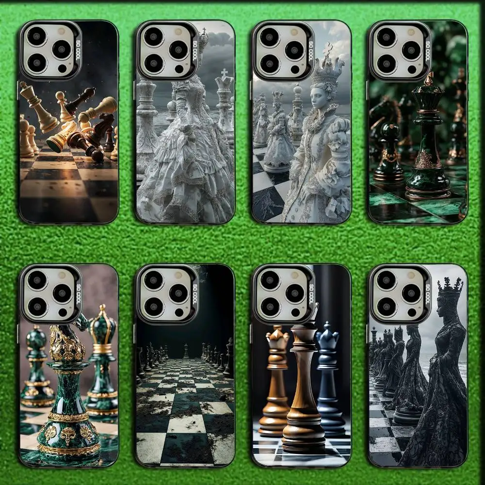 

The Art of Chess Phone Case For iPhone 16,15,14,13,12,11,Mini,Pro,E,MAX Candy Matte Shockproof Black Cover