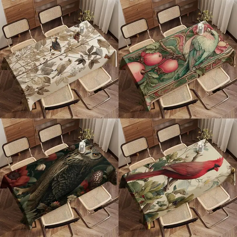 

Птицы и листья узор ресторан кухонная скатерть гостиная украшение дома прямоугольное украшение для вечеринки