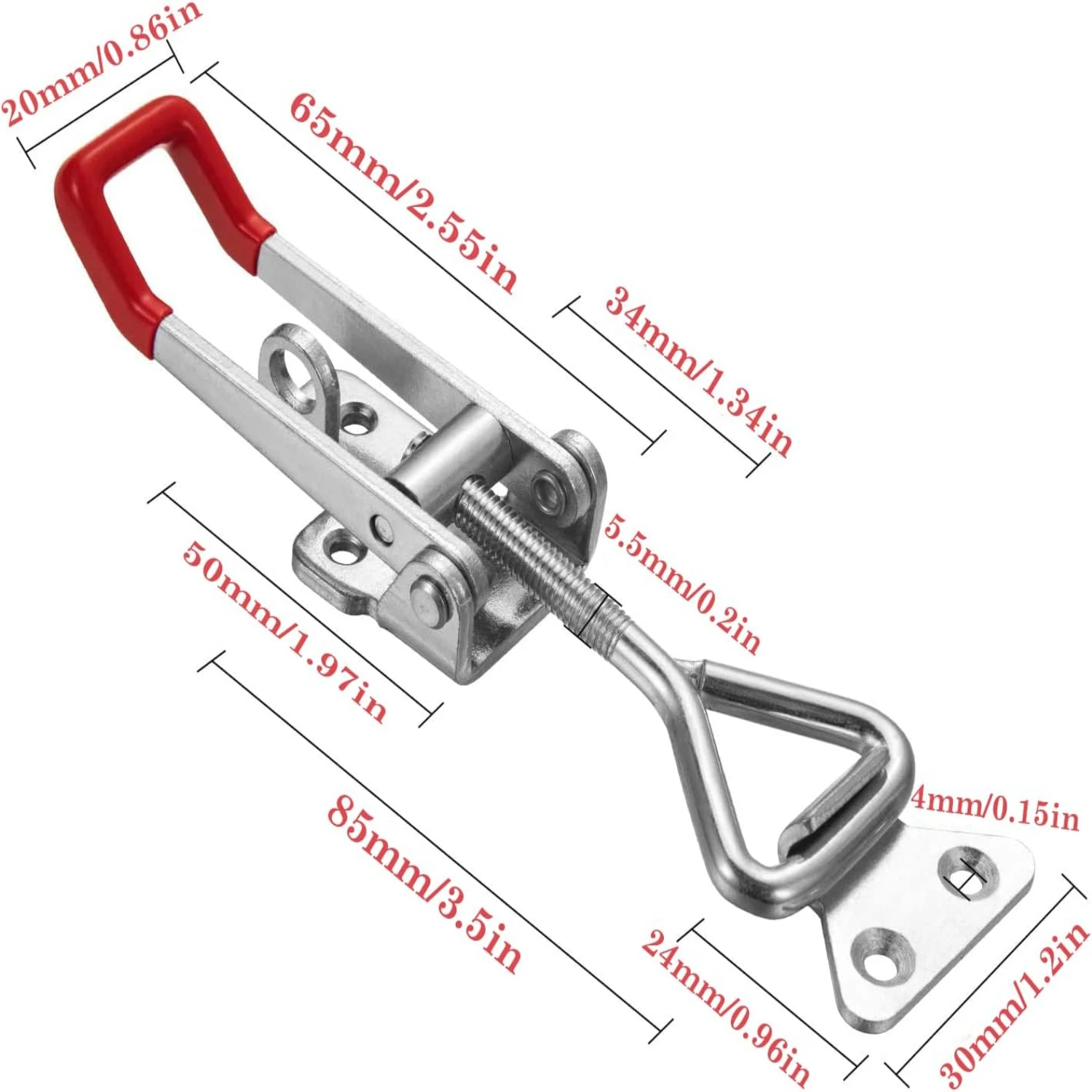 Reliable and Sturdy Medium Size 5.7inch Durable Adjustable Toggle Latch Clamp 4002 Style with Lock-Hole, Heavy Duty 550Lbs Holdi