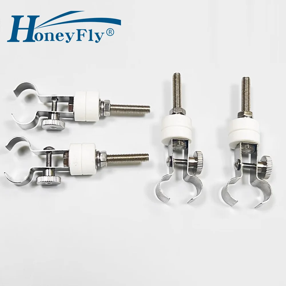 

HoneyFly 1pair Heating Tube Clip Holder Ceramic Clamp Accessories 23mm Double Ended Fixer for Vacuum Tungsten Quartz Glass Tube