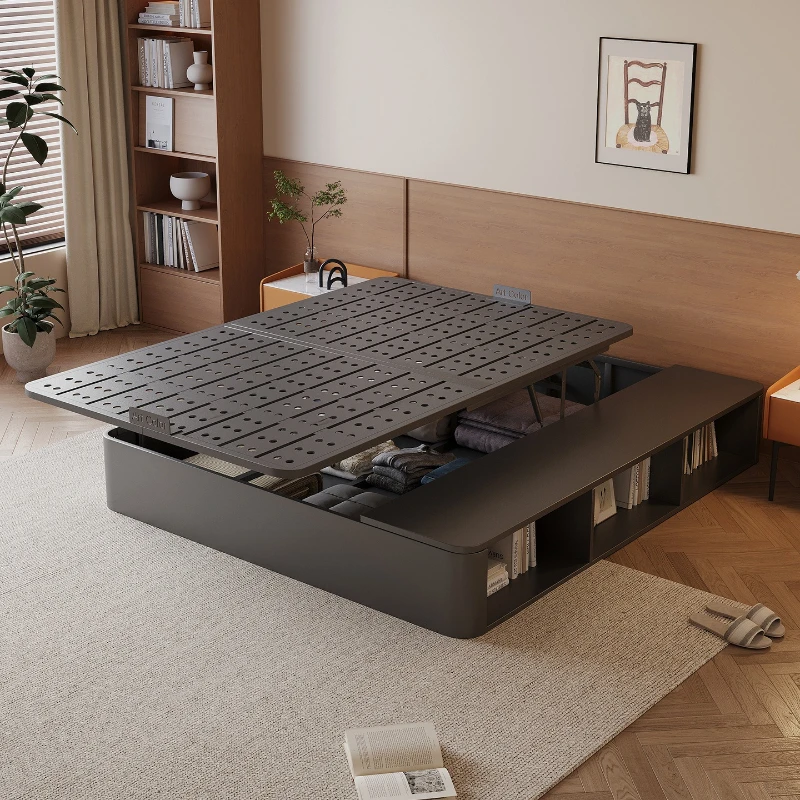 c-a  Factory direct sales new 0 glue wrought iron high box storage bed without bedside flush edge box drawer bed storage