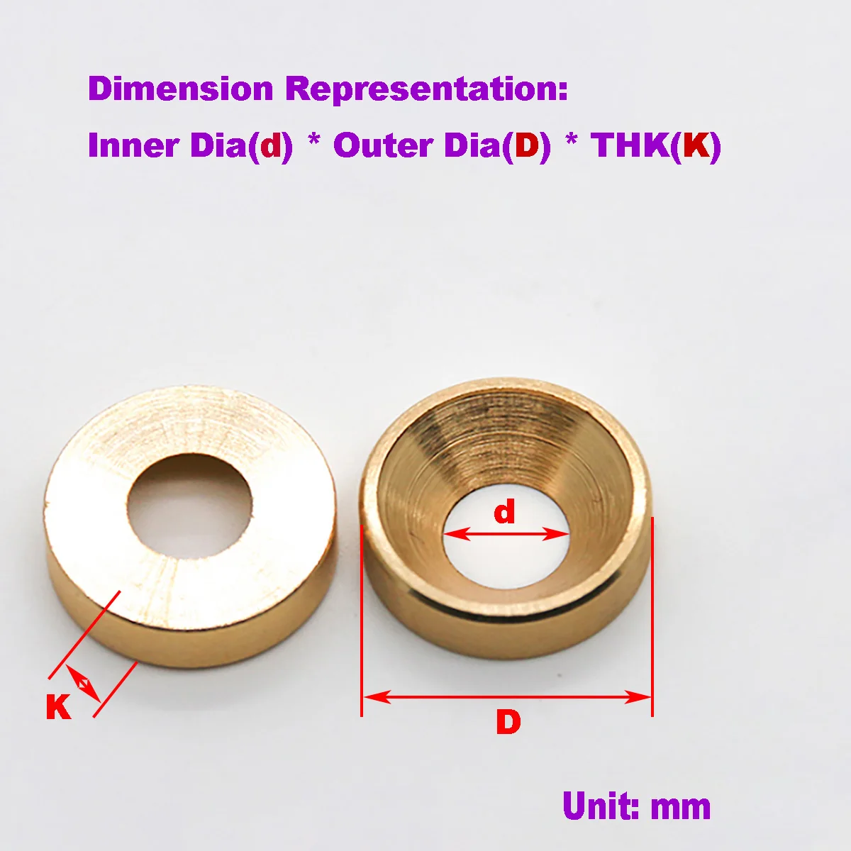 Brass Countersunk Washer/brass Fish Eye Washer/solid Recessed Countersunk Screw Washer Metal Meson M3m4m5m6