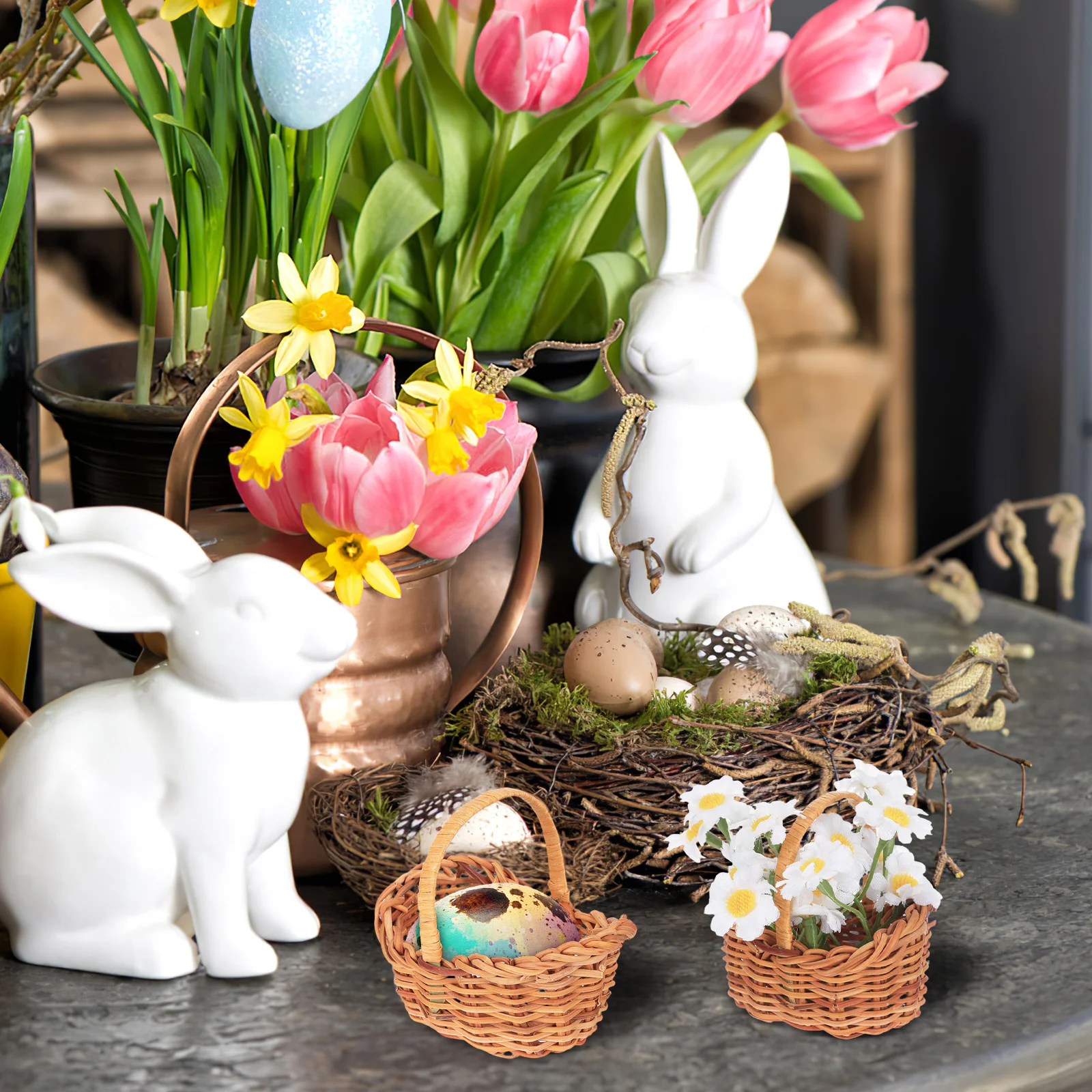 

Mini Rattan Basket Natural Woven Small Wooden Basket For Flower Storage Wedding Party Picnic Travel Organizer