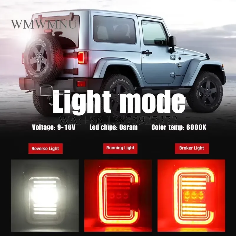 Wmwmnu Custom Auto C LED Taillights with Turn Signal for Jeep JK Truck Cars