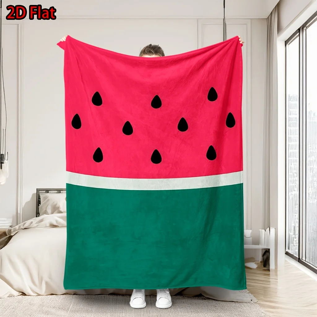 Cute Watermelon Slice Print Throw Blanket for Sofa Couch Bed Boho Summer Decor Picnic Aesthetic Plush Comforter Bedspread Gift