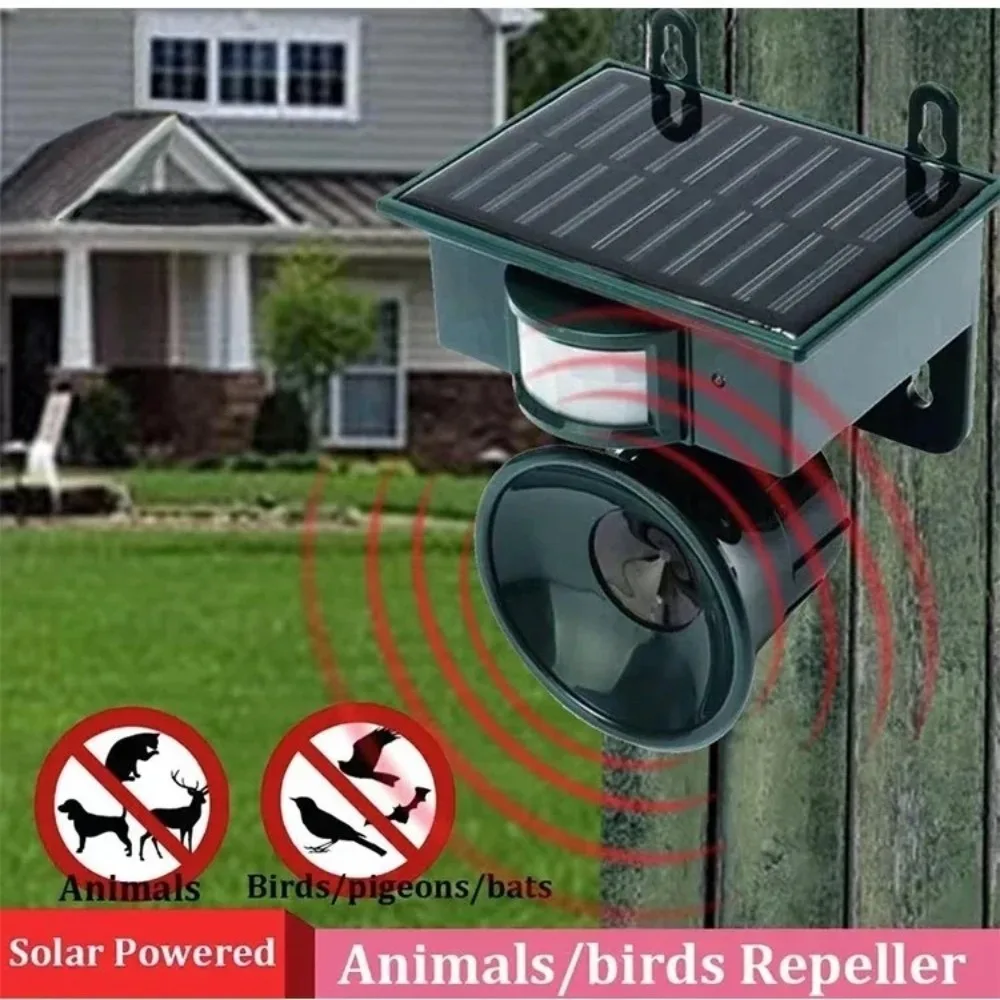 ソーラー式動物撃退器-防水モーションセンサー-超音波撃退器-屋外用-超音波害虫撃退器