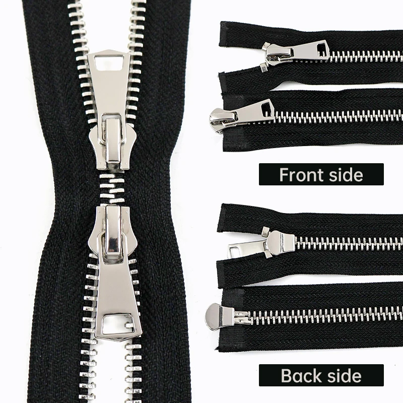 

1/2Pcs Meetee 8# Metal Zipper 70-120cm Open-End Double Slider Zippers Garment Bag Replace Zips Repair Kit DIY Sewing Accessories