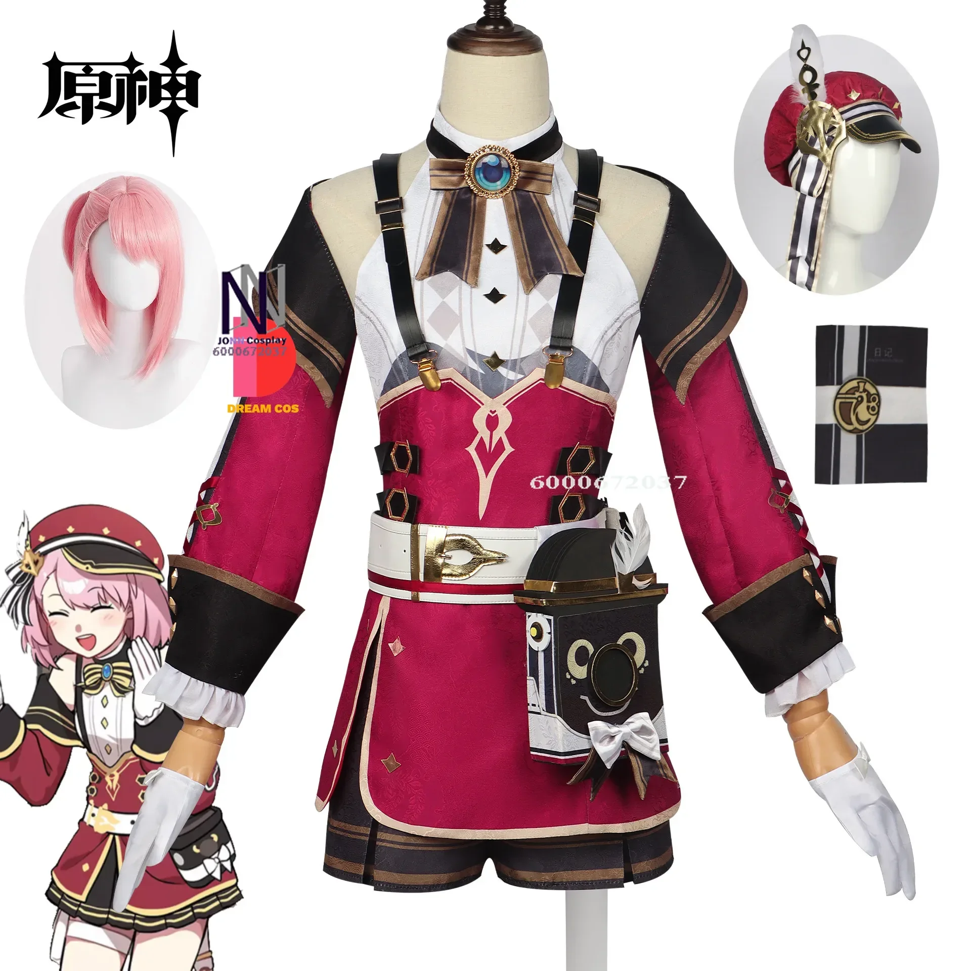 

Genshin Impact Game Charlotte Cosplay Costume Adult Carnival Uniform Wig Anime Halloween Party Masquerade Women Outfit Hot Sale