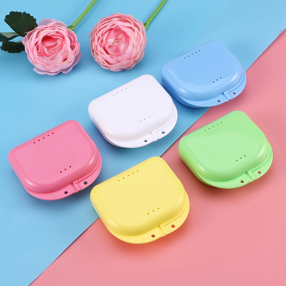 

5 Pcs Denture Box Invisible Orthodontics Case for Retainer Storage Container Keeps Clean Dry Ventilation System