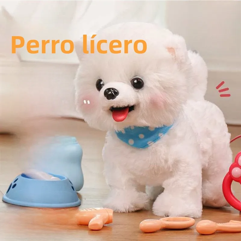 Juguete de Peluche de Perro que Lame la Lengua, Camina y Habla, Simulación Realista, Muñeco de Peluche Suave, Juguete Eléctri...