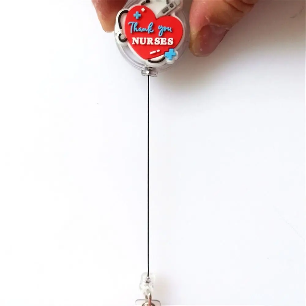 ID Card Holder Nurse Badge Reel Name Tag Chest Card Retractable Badge Holder PVC Work Card Easy Pull Buckle Hospital Use