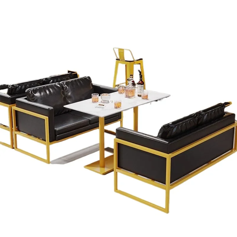 

Industrial style table and chair combination, barbecue shop barbecue shop card seat sofa