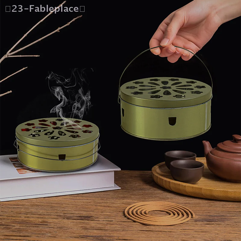 1 Pc Mosquitos Coil Holder Mosquitos Incense Burners Mosquitos Spiral Holder Mosquitos Coil Box With Handle Lid For Travel