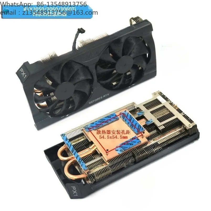 GPU Cooler Modded Graphics Card Heatsink 54.5x54.5mm Mount Hole Spacing Compatible with RTX3050 RTX3060 RTX3060Ti A4000