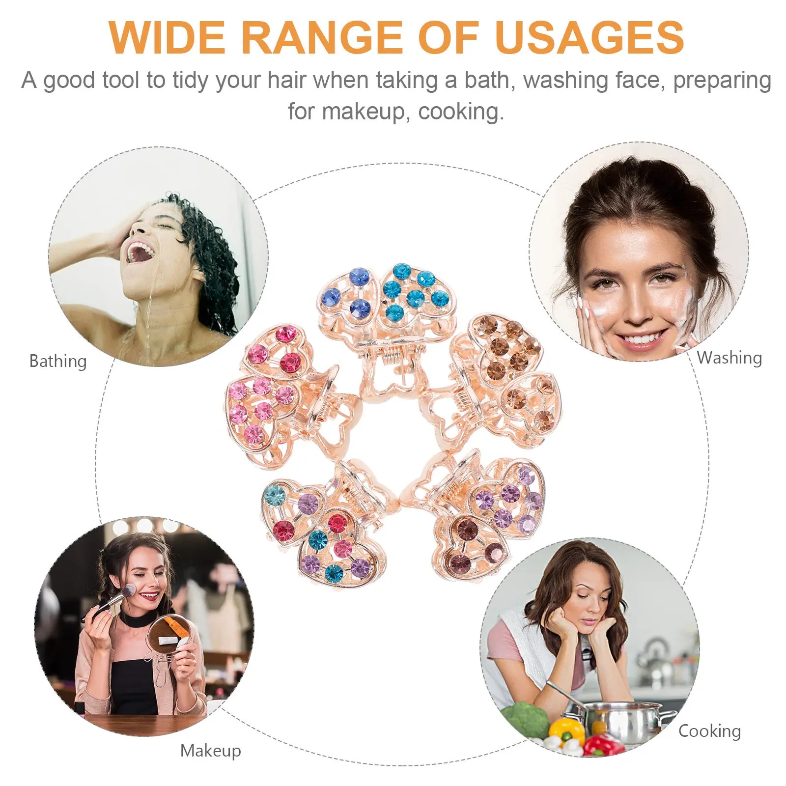 

10 шт. мини-заколок-крабиков для волос, маленькие заколки-зубцы, заколки-шпильки с кристаллами и стразами для вечеринок, макияжа, приготовления пищи