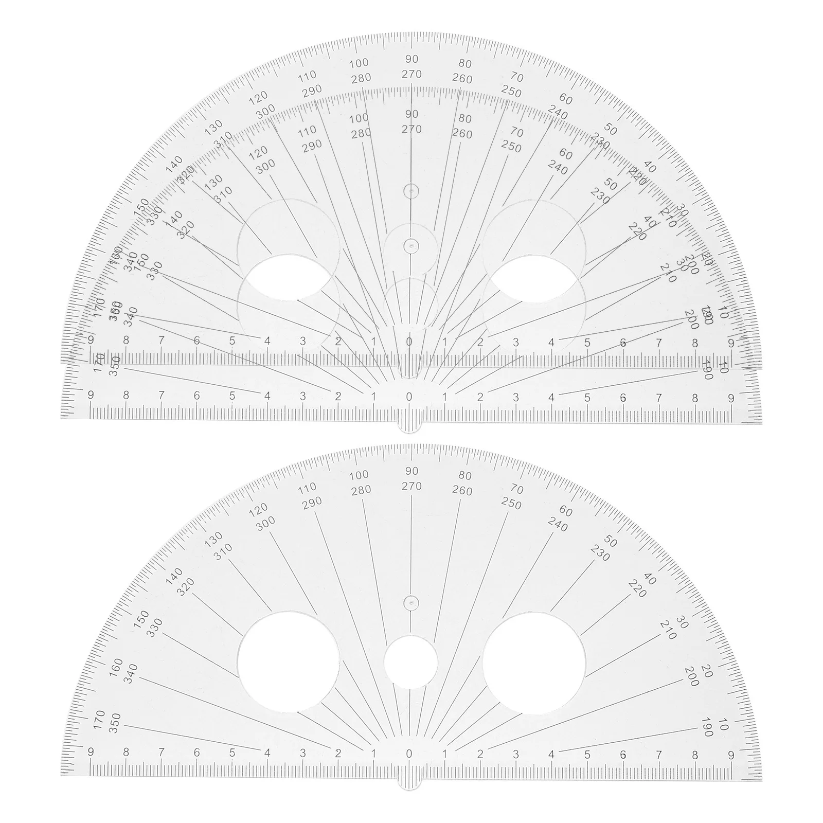 3pcs Multifunctional Protractor 180 Degree Clear Plastic Angle Ruler For Drawing Measuring Tool Student Geometry Math Use