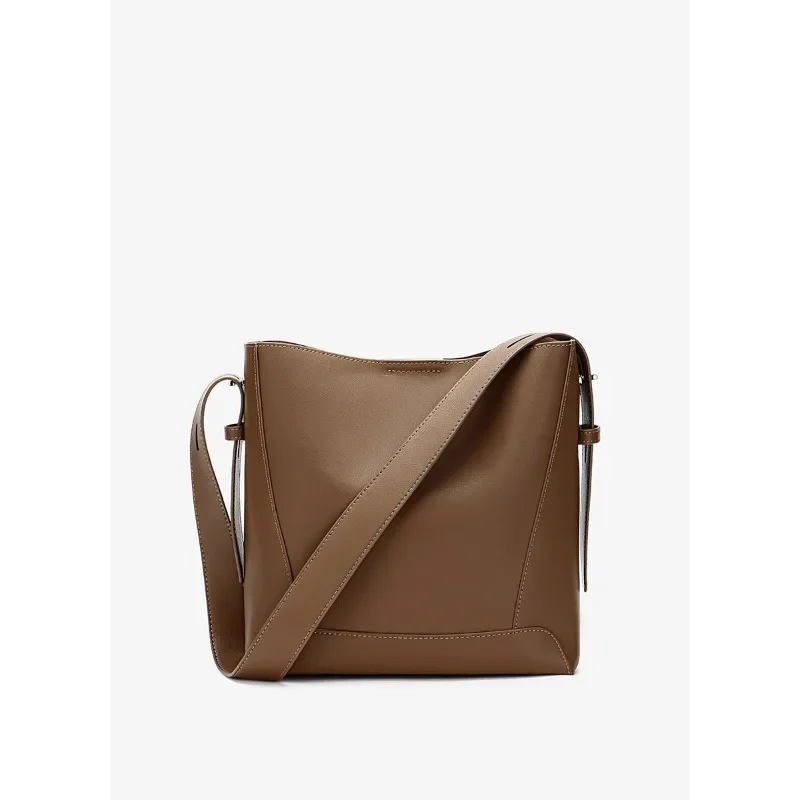 Bolso cruzado de piel auténtica para mujer, bolsa de hombro exquisita de gran capacidad, versátil, tendencia de moda, novedad de 2024