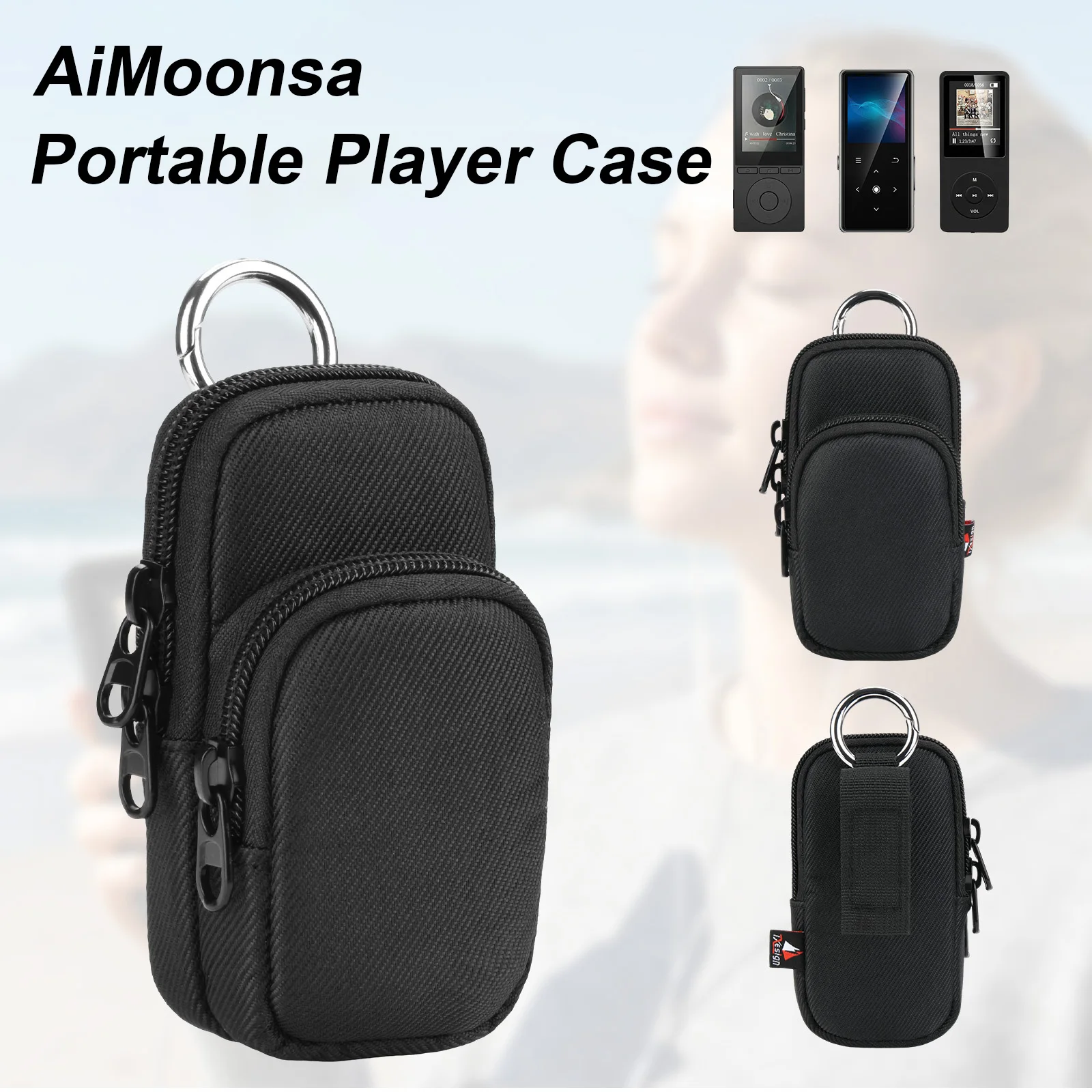 Compact Nylon Storage Bag for AiMoonsa MP3 Player Portable Protective Case Scratch Resistant Full Protection Double Zipper