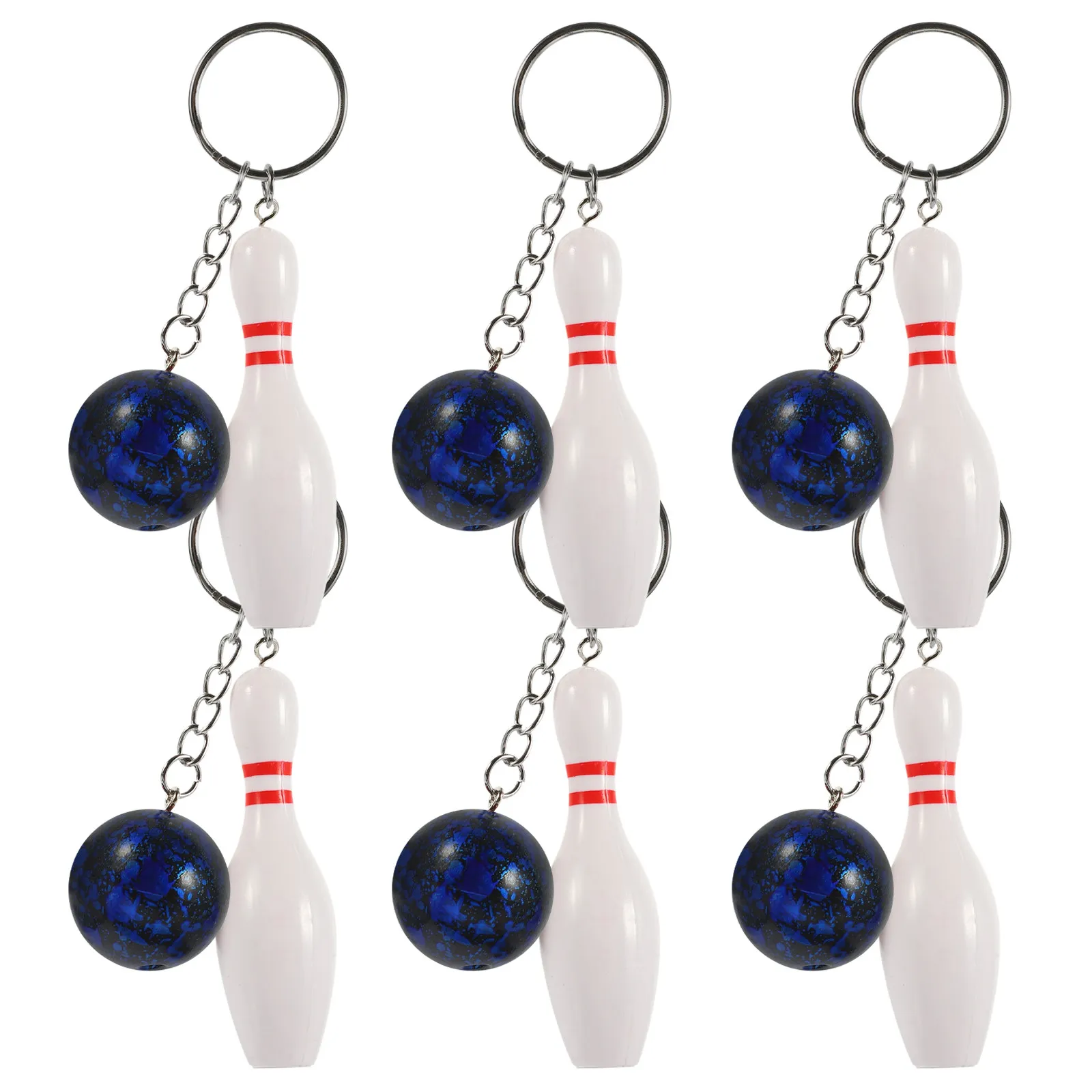 6Pcs Bowling Ball and Pin Keychain Lightweight Metal PVC Keychain for Bowling Symbol Conversation Starter Purse Charm