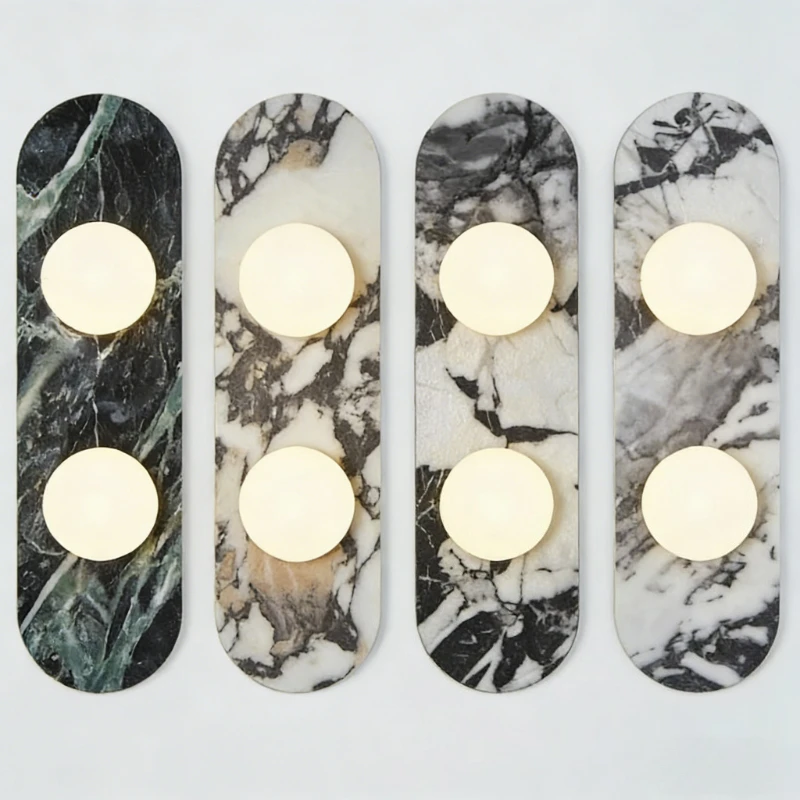White Marble LED Wall Lights Living Room Aisle Hallway White Glass Home Decor Wabi Sabi Wall Lamp Sconce Applique Murale