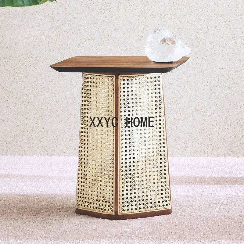 Rotan Tea Tafel Nordic Solid Wood Bijzettafel Klein Apartment Woonkamer Simple Corner Tea Table Lage Tafel
