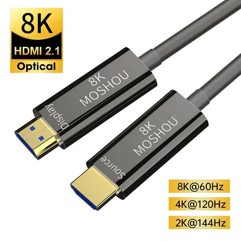 MOSHOU 8K HDMI 2.1 Optical Fiber Cable eARC HDR 8K@60Hz 4K@120Hz Soft TPU Cover Cable for Xbox PS5 Samsung QLED TV Amplifier