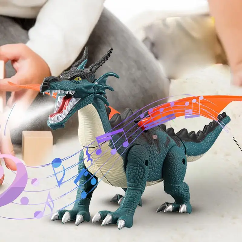 Large Spray Mechanical Dinosaur With Wing Cartoon Electronic Walking Animal Model Dinosaurio Robot Animal Kids Toys