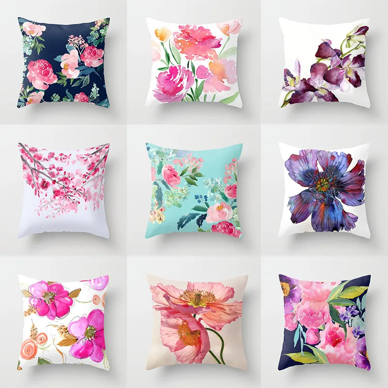 

New Peach Skin Velvet Nordic Instagram Pillow Cover Modern and Simple Flower Waist Rest Pillow Cover