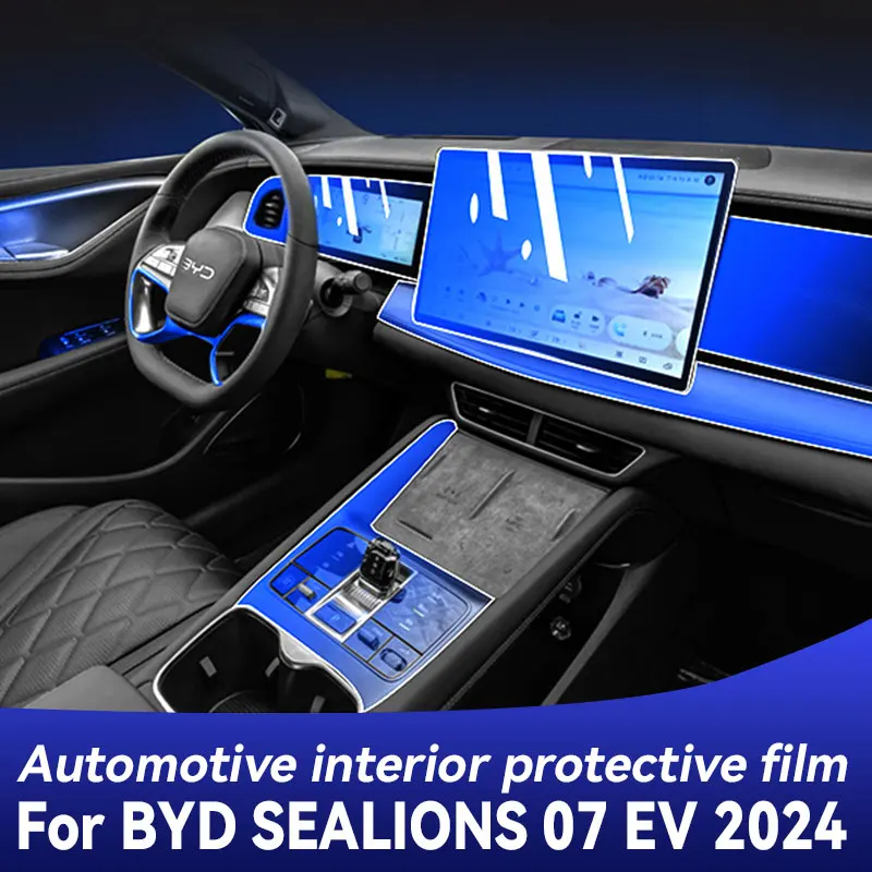 

For BYD SEALIONS 07 EV 2024 Car Interior Center Console Transparent TPU Protective Film Anti-scratch Repair Film Accessories