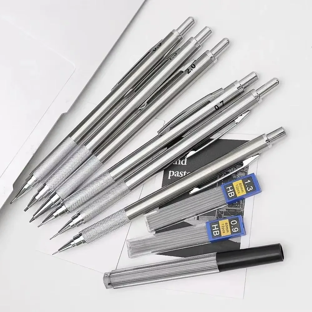 All Metal Mechanical Pencils 0.3, 0.5, 0.7, 0.9, 1.3 2.0 3.0Mm Lead Refills Art, Writing, Sketching Retractable Design view 3