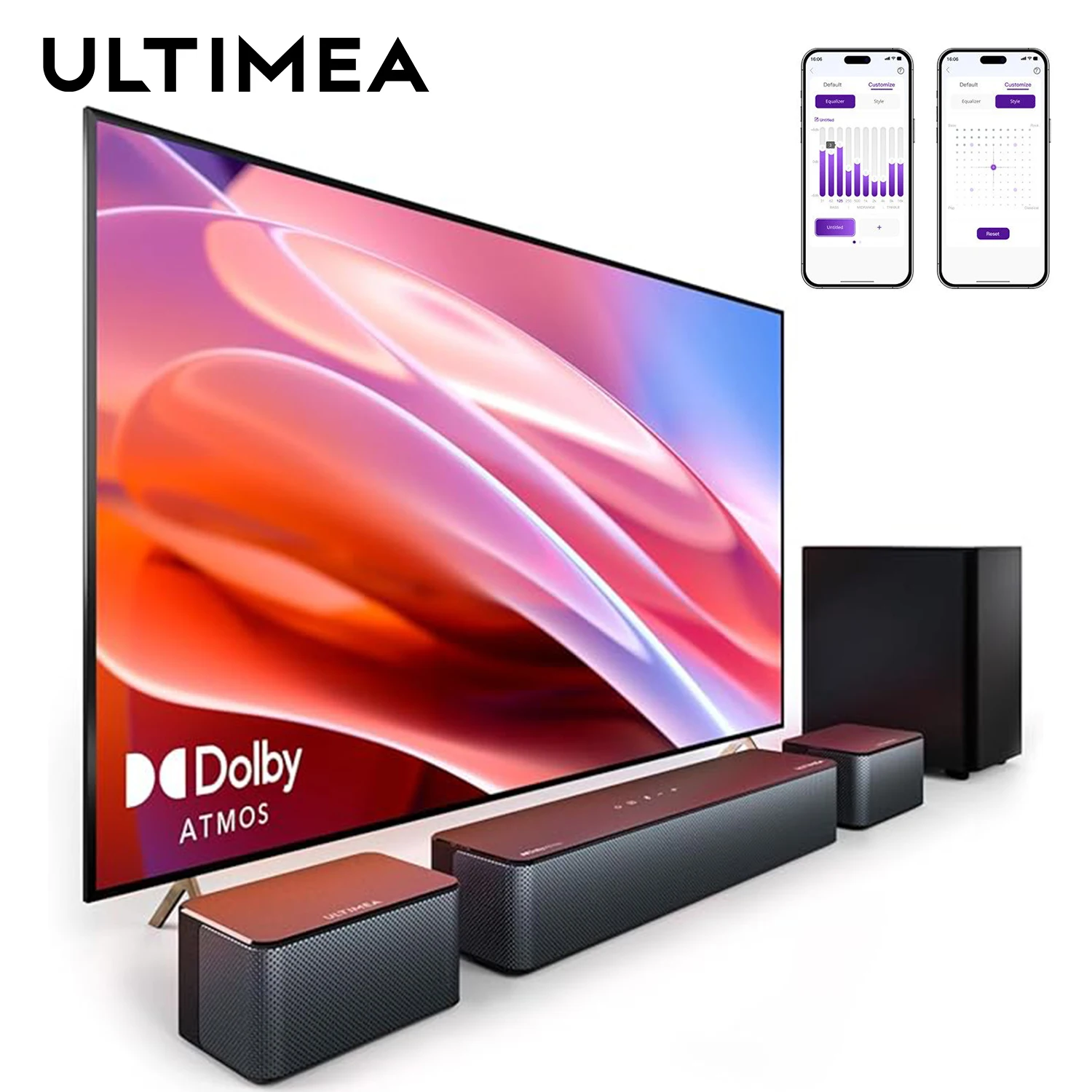 

ULTIMEA Poseidon D60 Soundbar 5.1 Channel Home Theater with Dolby Atmos, Wireless Subwoofer, Rear Surround Speakers, APP Control