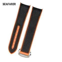Hoge Kwaliteit Nylon + Rubber Horlogeband Voor O-Mega 300 S-Eamaster 600 Oceaan Universe Polsband 20 Mm 22 Mm Zwart Met Orange R