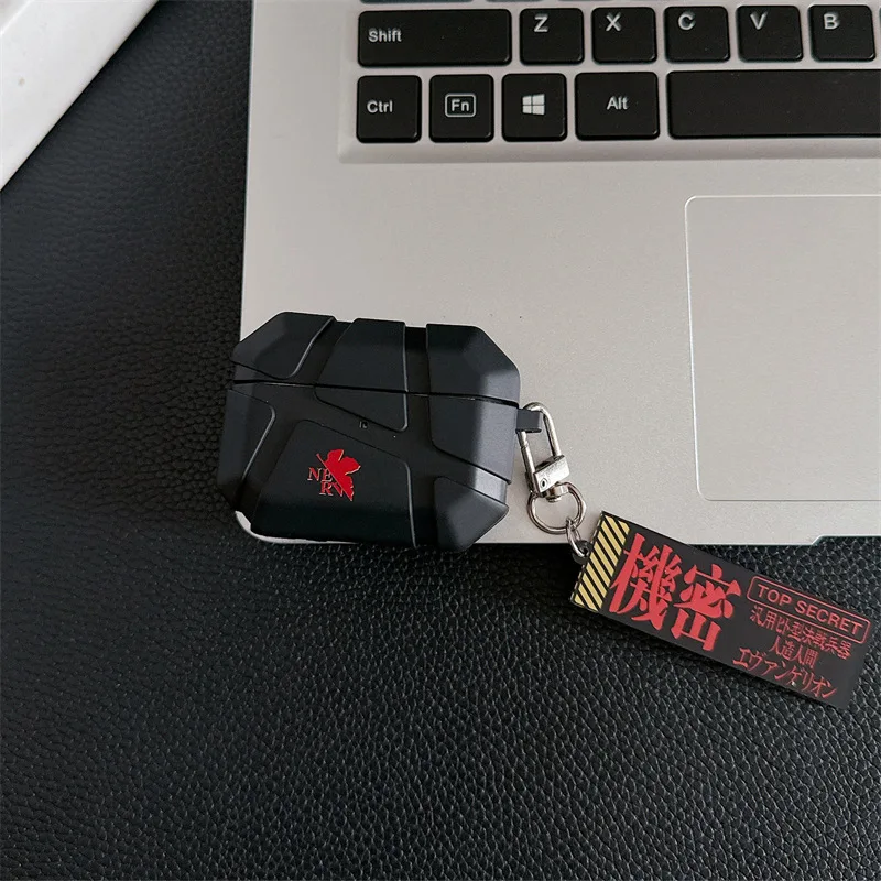 For Airpods Pro 2 Case,3D EVANGELION Anime TPU Shockproof Earphone Cover For Airpods 4 3 2 1 Cover With Keychain Funda