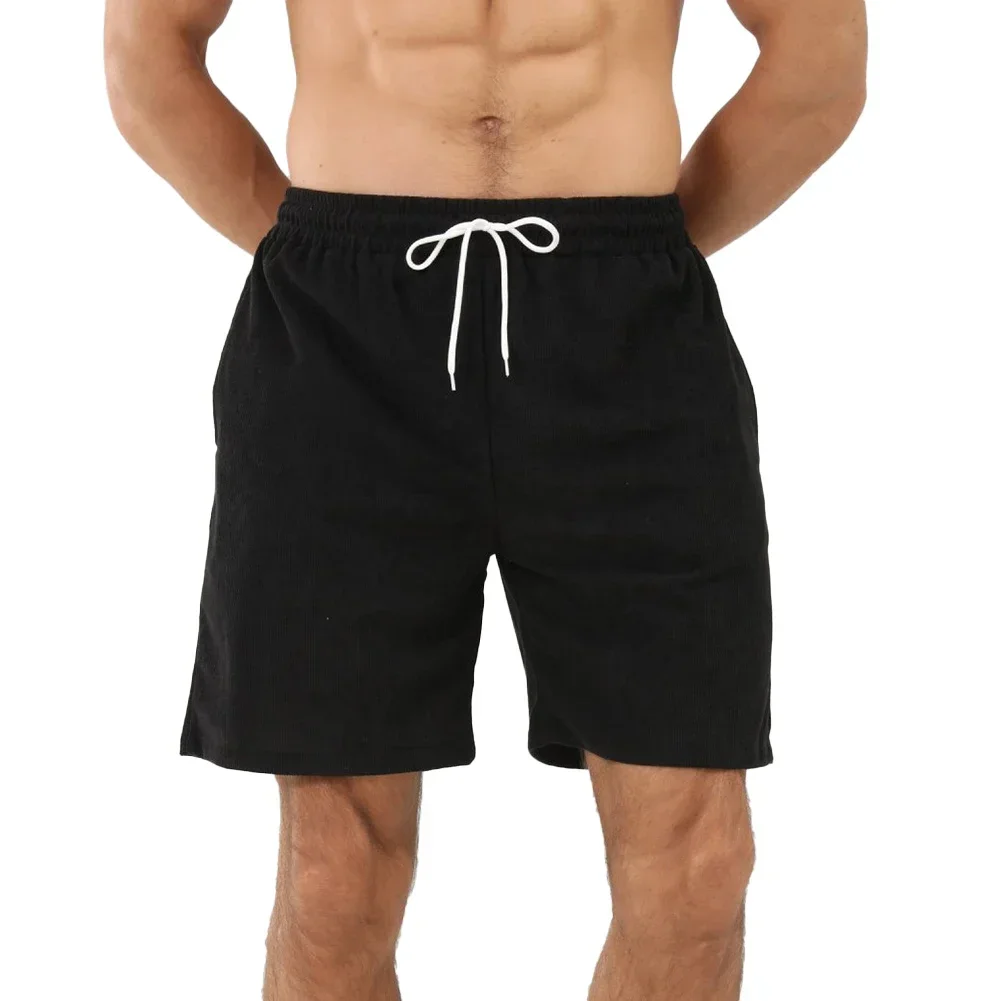 Herren kurze Hosen Herren Shorts Strand atmungsaktive Cord Kordel zug elastische Taille minimalist ische einfarbige Mode