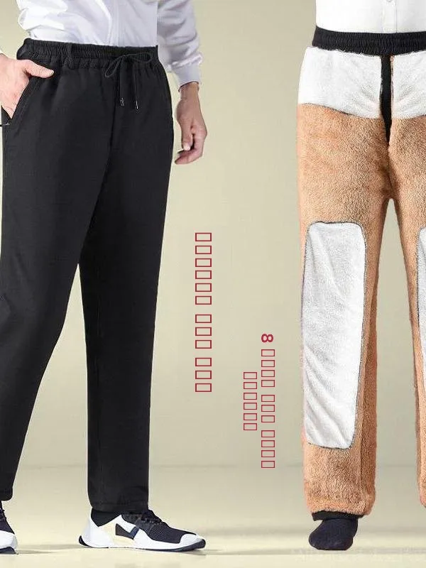 

Зимние мужские повседневные хлопковые брюки свободного кроя с эластичной талией, теплые, для папы и дедушки, в стиле Harlan Sle