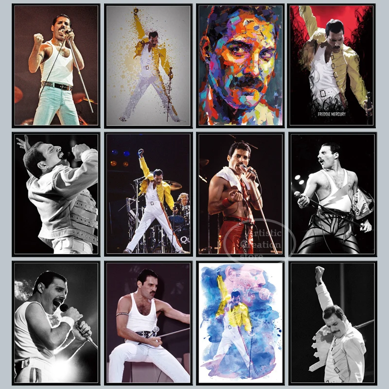 Freddie Mercury 1986 Queen Legendary Singer Star Canvas Painting Posters and Prints Art Picture for Modern Bedroom Home Decor